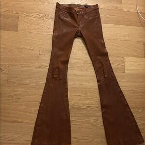 rag & bone Brown Flared Leather-Look Jeans